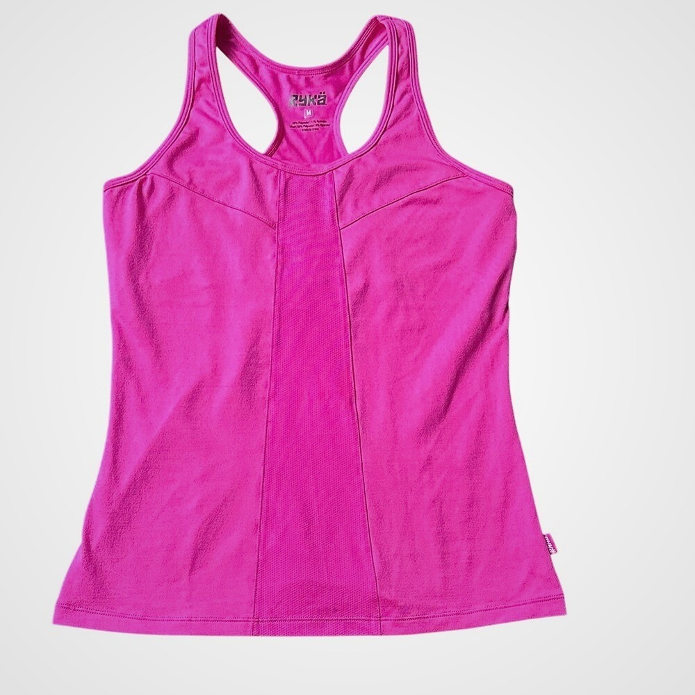Ryka Womens‎ Hot Pink Racerback Athletic Tank Top Built In Shelf Bra Size M